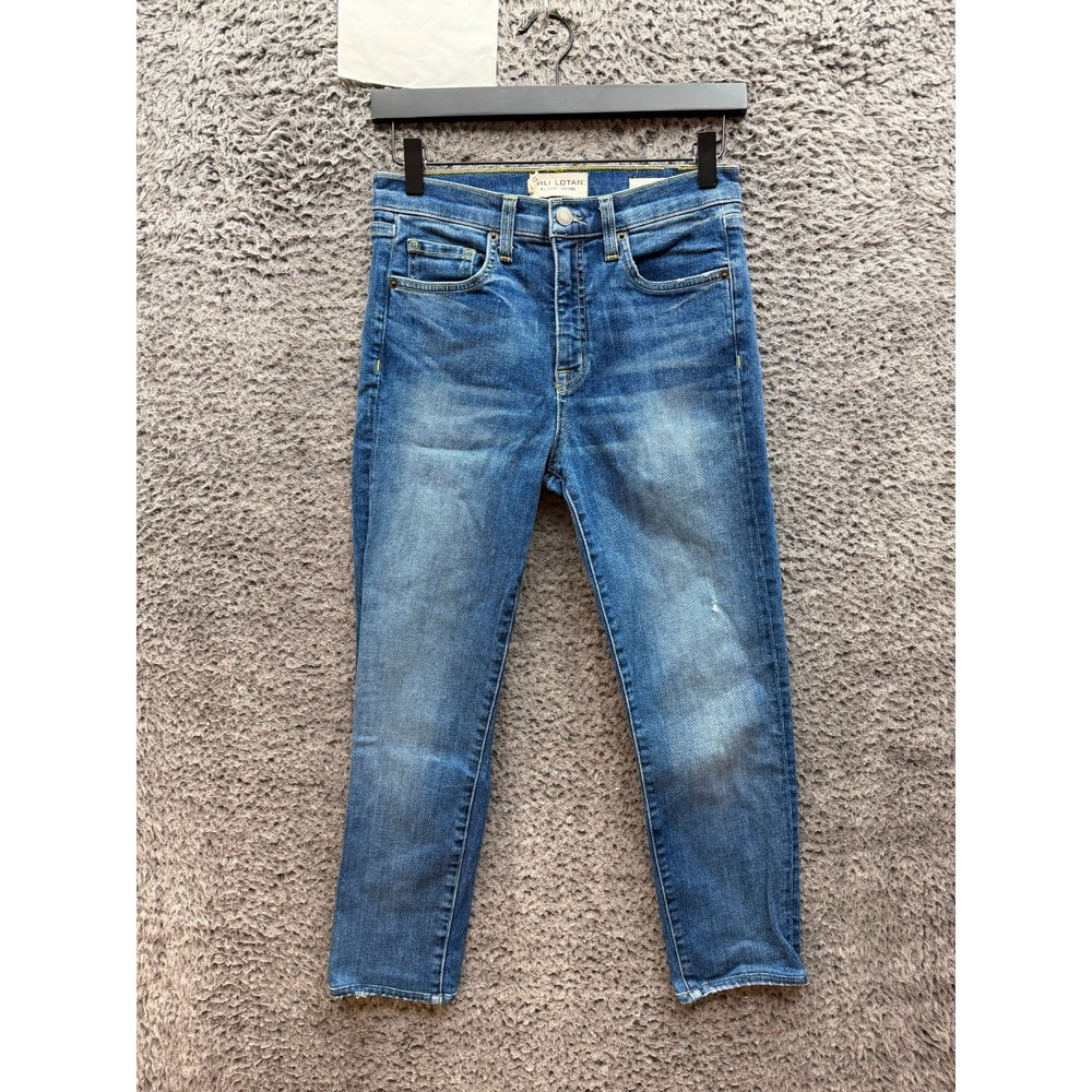 Nili Lotan Mid Rise Distressed Cropped Denim Jeans Classic Wash Womens Size 27